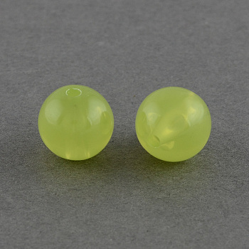 Imitation Jelly Acrylic Beads, Round, Yellow Green, 12mm, Hole: 2mm, about 200pcs/200g