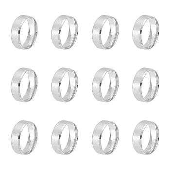 12Pcs 201 Stainless Steel Plain Band Ring for Men Women, Matte Stainless Steel Color, US Size 12(21.4mm)