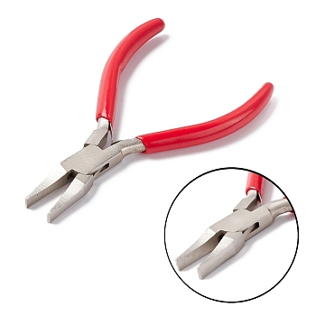 45# Carbon Steel Jewelry Pliers, Flat Nose Pliers, Ferronickel, Red, 13.2x6.7x0.7cm