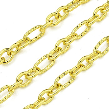 304 Stainless Steel Cable Chain, Unwelded, with Spool, Real 18K Gold Plated, 5~7.5x3.5~4x1mm