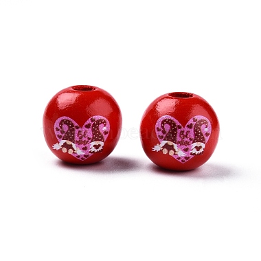 Valentine's Day Theme Printed Wooden Beads(WOOD-D006-03)-2