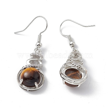Natural Tiger Eye Gourd Dangle Earrings with Crystal Rhinestone(EJEW-A092-04P-08)-2