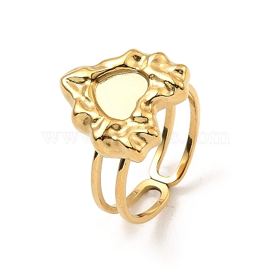 Real 18K Gold Plated Heart 304 Stainless Steel Ring Components