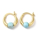 boucles d'oreilles créoles en perles rondes turquoise synthétique(EJEW-A099-03G-03)-2