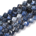 Natural Dumortierite Quartz Beads Strands, Star Cut Round Beads, Faceted, 9~10mm, Hole: 1mm, about 38pcs/strand, 14.96''(38cm)(G-F523-17-10mm-01)