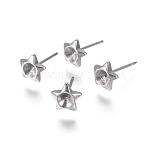 Non-Tarnish 304 Stainless Steel Ear Stud Components, For Pointed Back Rivoli Rhinestone, Star, Stainless Steel Color, Fit For 3mm Rhinestone, 7x7mm, Pin: 0.8mm(STAS-F222-042)