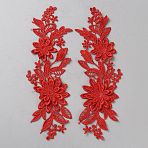 Polyester Embroidery Sewing Ornaments, DIY Costume Accessories, Flower, Red, 243x76.5x4.5mm(DIY-WH0037-56C)