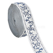 Ethnic Style Embroidery Polycotton Ribbons, Jacquard Ribbon, Tyrolean Ribbon, Garment Accessories, Flower Pattern, White, 1-1/4 inch(33mm), about 17.50 Yards(16m)/Roll(OCOR-WH0066-87)