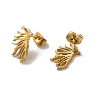 304 Stainless Steel Stud Earrings for Women, Golden, Leaf, 15x8.5x1.4mm, Pin: 0.7mm(EJEW-D053-01G-02)