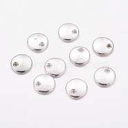 Alloy Pendants, Stamping Blank Tags, Cadmium Free & Nickel Free & Lead Free, Flat Round, Silver Color Plated, 8x1.5mm(X-PALLOY-A19904-S-FF)