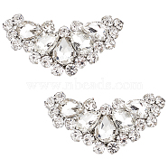 Bridal Wedding Shoe Clip, Crystal Rhinestone Shoe Buckles Clips, Detachable High-heeled Shoes Decoration Charm, with Alloy Finding, Platinum, 30x63x11mm(DIY-WH0343-22)