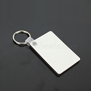 Sublimation Double-Sided Blank MDF Keychains, with Rectangle Shape Wooden Hard Board Pendants and Iron Split Key Rings, Platinum, 6x4x0.3cm(ZXFQ-PW0001-050)