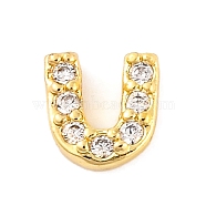 Rack Plating Brass Micro Pave Cubic Zirconia Cabochons, Cadmium Free & Lead Free, Long-Lasting Plated, Real 18K Gold Plated, Letter U, 5x5x2mm(KK-F874-04G-U)