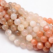 Round Natural Sunstone Bead Strands, Grade AA, 8mm, Hole: 1mm, about 51pcs/strand, 15.74 inch(G-L425-26-8mm)