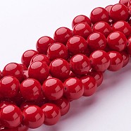 Natural Mashan Jade Round Beads Strands, Dyed, Red, 12mm, Hole: 1mm, about 34pcs/strand, 15.7 inch(X-G-D263-12mm-XS31)