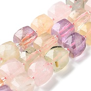 Natural Mixed Gemstone Beads Strands, with Seed Beads, Cube, Faceted, 9.5~11x9.5~10.5x9.5~10.5mm, Hole: 1.2mm, about 29pcs/strand, 15.35~15.67''(39~39.8cm)(G-B065-A09)