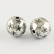 Round Antique Acrylic Beads, Antique Silver, 12mm, Hole: 2mm, about 520pcs/500g(PACR-S208-57AS)
