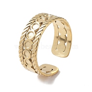 304 Stainless Steel Open Cuff Ring Components, Bezel Cup Ring Settings, Flat Round, Real 14K Gold Plated, Inner Diameter: 18mm, Tray: 1.7mm(STAS-F301-24G)