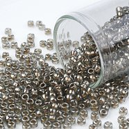 TOHO Round Seed Beads, Japanese Seed Beads, (993) Gilt Lined Black Diamond, 8/0, 3mm, Hole: 1mm, about 1110pcs/50g(SEED-XTR08-0993)