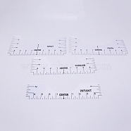 PVC Multifunction Rulers, Tailor Sewing Ruler, Clear, 64~127x255x0.5mm, 4pcs/set(TOOL-TAC0007-98)