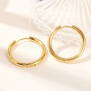 Ion Plating(IP) 304 Stainless Steel Huggie Hoop Earrings, Manual Polishing, Hypoallergenic Earrings, Ring, Real 18K Gold Plated, 9 Gauge, 25x26x3mm, Pin: 1mm(EJEW-O087-07B)