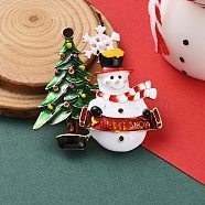 Christmas Theme Enamel Pins, Golden Alloy Brooches for Backpack Clothes, Snowmen & Christmas Tree, Colorful, 50x47mm(JEWB-F034-01C)