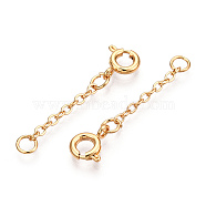 Brass Cable Chain Chain Extender, End Chains with Spring Ring Clasps, Real 18K Gold Plated, 30x2mm(KK-ZX024-36G-A)