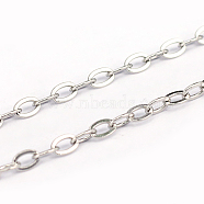 304 Stainless Steel Cable Chains, Flat Oval, Unwelded, Stainless Steel Color, 3x2x0.5mm(CHS-L001-57-0.5mm)