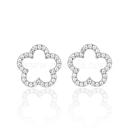 Sweet and Cute Silver Earrings with Zirconia Flower Design(QK5383-2)