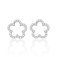 Silver Micro Pave Zirconia Earrings, Flower(QK5383-2)