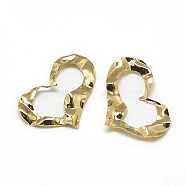 Brass Wavy Pendants, Heart, Real 18K Gold Plated, 30x21x1mm, Hole: 1mm(KK-T032-130G)