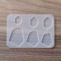 DIY Pendant Silicone Molds, Resin Casting Molds, for UV Resin, Epoxy Resin Jewelry Making, Polygon, 78x110x6mm, Hole: 1.6mm, Inner Diameter: 22~46x15.5~35mm(SIMO-F145-07)