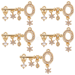 5Pcs Brass Cubic Zirconia Pendants, Long-Lasting Plated, Lead Free & Cadmium Free, Real 18K Gold Plated, Key, Clear, 18x23.5x2~3mm, Hole: 1mm and 1.2mm(KK-BBC0003-05)