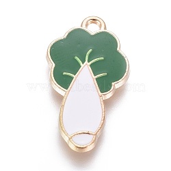 Alloy Pendants, with Enamel, Cabbage, Light Gold, Green, 23x13x2mm, Hole: 1.6mm(X-PALLOY-I166-26KCG-A)