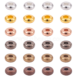 Flat Round Brass Spacer Beads, Barrel Plating, Mixed Color, 4x1.5mm, Hole: 1.5mm, 6 Colors, 50pcs/color, 300pcs/box(KK-PH0036-56)