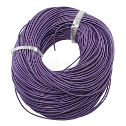 Cowhide Leather Cord, Leather Jewelry Cord, Jewelry DIY Making Material, Round, Dyed, Purple, 1.5mm(X-LC-1.5MM-12)