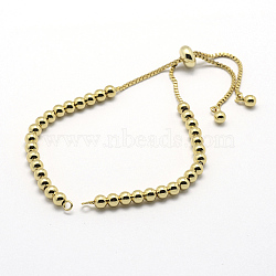 Brass Chain Bracelet Making, Slider Bracelets Making, Cadmium Free & Nickel Free & Lead Free, Real 18K Gold Plated, 5-1/8 inch(130mm)x1mm, Hole: 1.5mm(KK-G284-03G-NR)
