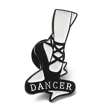 Dancing Theme Enamel Pin, Black Alloy Brooch for Backpack Clothes, Shoes, 30.5x16.2x1.3mm
