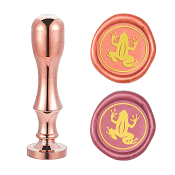 DIY Scrapbook, Brass Wax Seal Stamp Flat Round Head and Handle, Rose Gold, Insect Pattern, 25mm