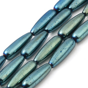 Glass Beads Strands, Teardrop, Cadet Blue, 21x6mm, Hole: 1.2mm, about 39pcs/strand, 31.54 inch(80.1cm)