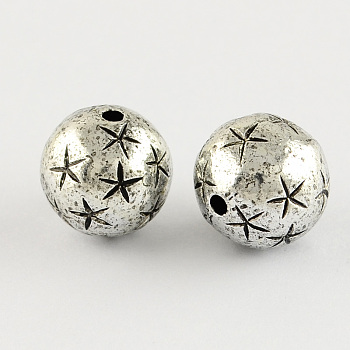 Round Antique Acrylic Beads, Antique Silver Plated, 12mm, Hole: 2mm, about 520pcs/500g
