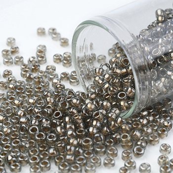 TOHO Round Seed Beads, Japanese Seed Beads, (993) Gilt Lined Black Diamond, 8/0, 3mm, Hole: 1mm, about 1110pcs/50g