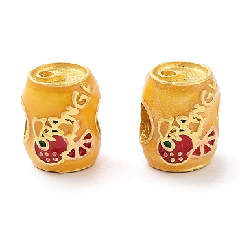 Alloy Enamel European Beads, Large Hole Beads, Golden, Drink, Red, 10.5x9x8.5mm, Hole: 4mm