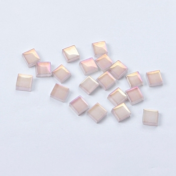 Glass Cabochons, Glitter Mosaic Tiles, for Home Decoration or DIY Crafts, Square, Linen, 10x10x4mm, 200Pcs/Set