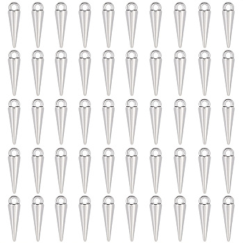50Pcs Alloy Pendants, Cone Charms, Antique Silver, 16x4mm