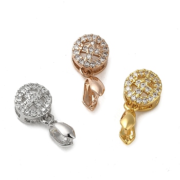 Rack Plating Brass Micro Pave Clear Cubic Zirconia Ice Pick Pinch Bails, Long-Lasting Plated, Lead Free & Cadmium Free, Round, Mixed Color, 16x7.5x5mm, Hole: 5x2mm, Pin: 0.7mm