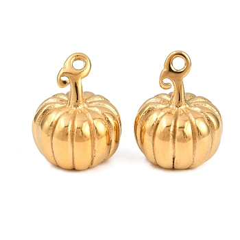 304 Stainless Steel Charms,  Lead Free & Cadmium Free, Ion Plating(IP), Pumpkin, 14.5x11mm, Hole: 1.4mm