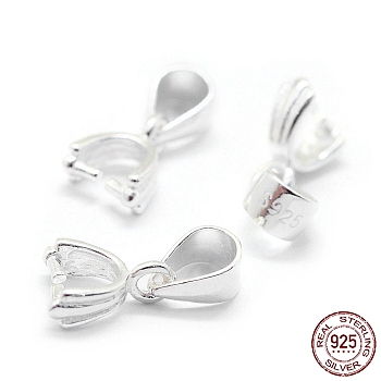 925 Sterling Silver Pendant Bails, Ice Pick & Pinch Bails, Silver, 8x5x2.5mm, Hole: 4.5x3mm