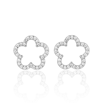 Sweet and Cute Silver Earrings with Zirconia Flower Design