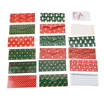 Coated Paper Budget Envelopes for Cash Savings, with Christmas Greeting Card, Budget Sheets and Label Stickers, Mixed Color, Rectangle, Mixed Color, 180x80x0.1mm
